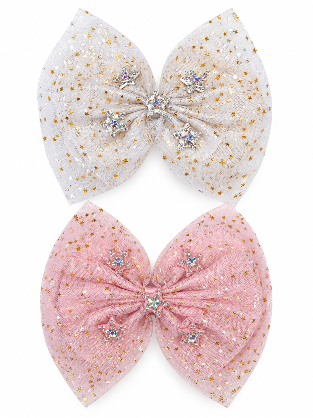 Celestial Stars Rhinestone Tulle Bow 1pc