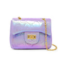 Shiny Dotted Heart Classic Handbag Purple