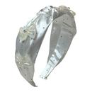 Satin Silk Bow Headband - White