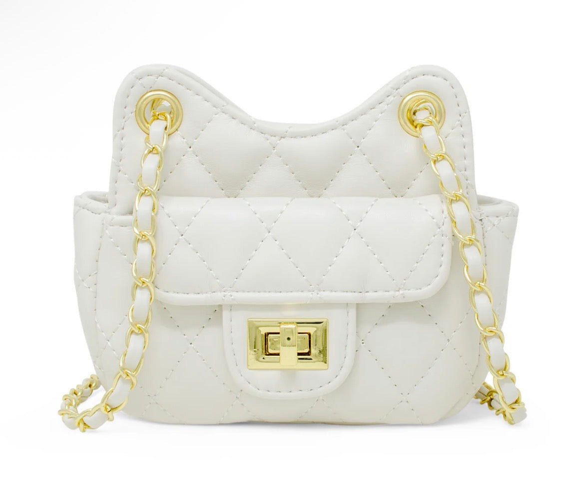 Girls Tiny Quilted Treasure Purse - White
