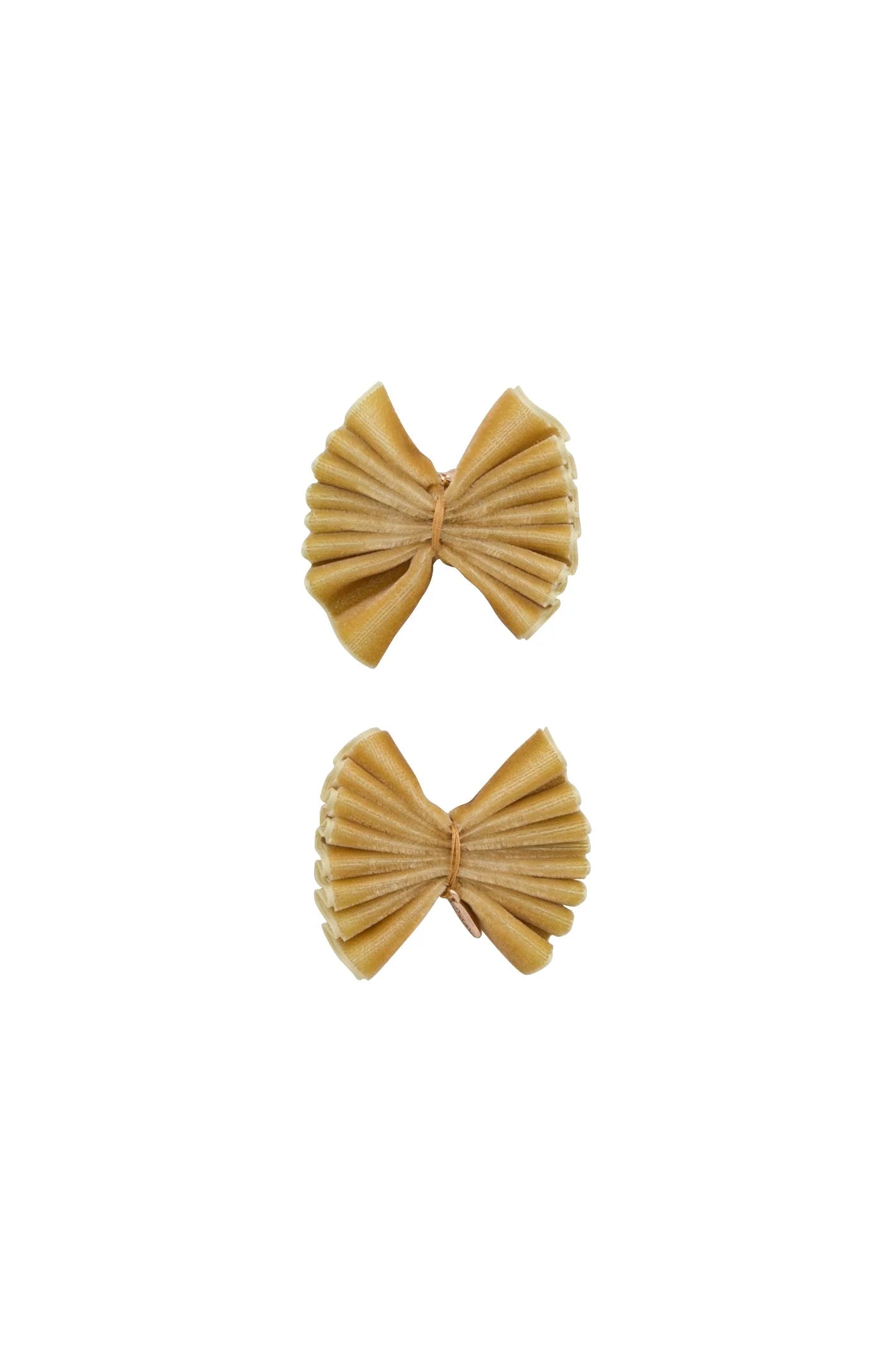 Velvet Pleated Butterfly Bow Clip Set - Golden