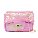 Classic Shiny Quilted Handbag - Pink