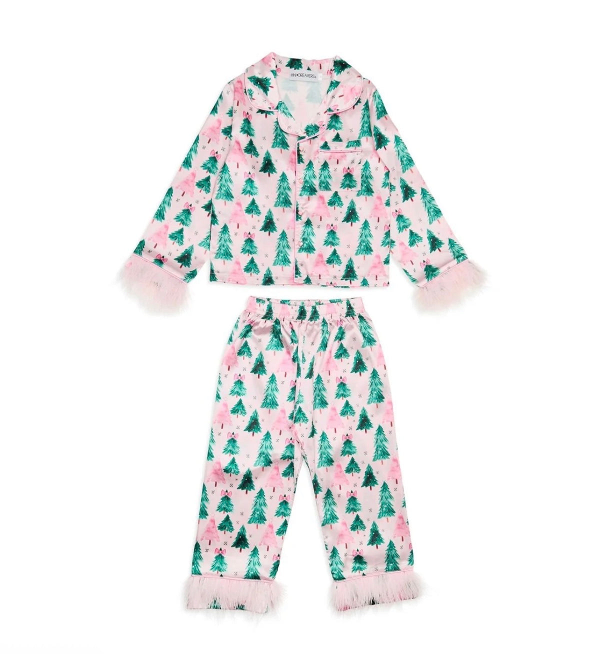 Christmas Trees Silky Set W/ Feathers