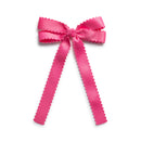 Gumdrop Scalloped Satin Bow Clip - Hot Pink