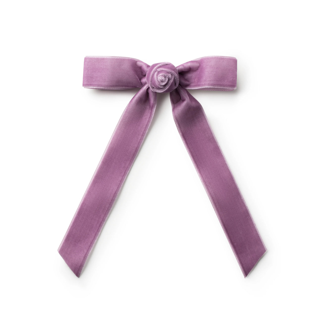 Rosette Velvet Long Tail Clip Lavender