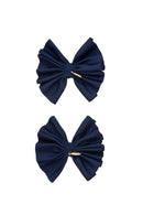 Pleated Palm Piggies Clip Set - Navy