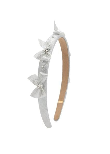 Crystallized Metallic Bow Headband - Silver