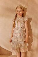 Gold & Blush Pleated Dress
