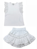 White Ruffle Short Set