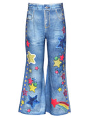 Flared Denim Printed Set