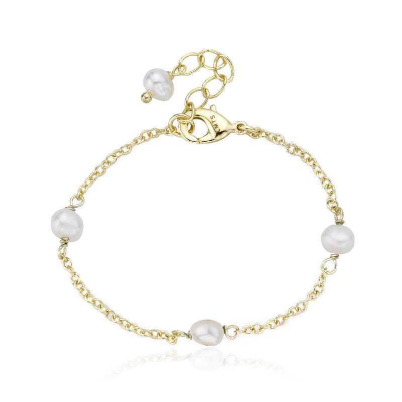 MISS FLOWER GIRL Pearl & Turquoise Station Bracelet