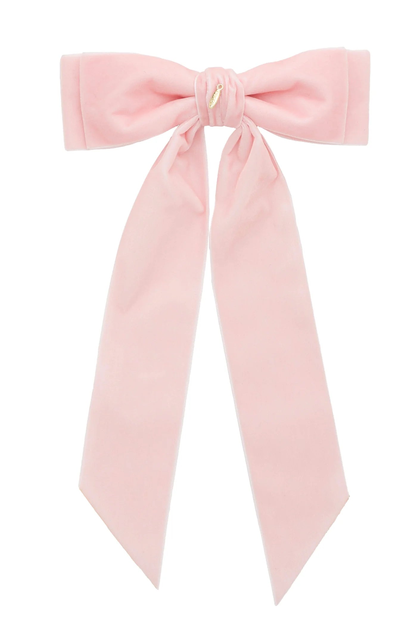 Madeline Velvet Long Tail Bow Clip - Light Pink