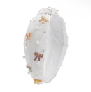 Cotton Metal Bow Headband - White