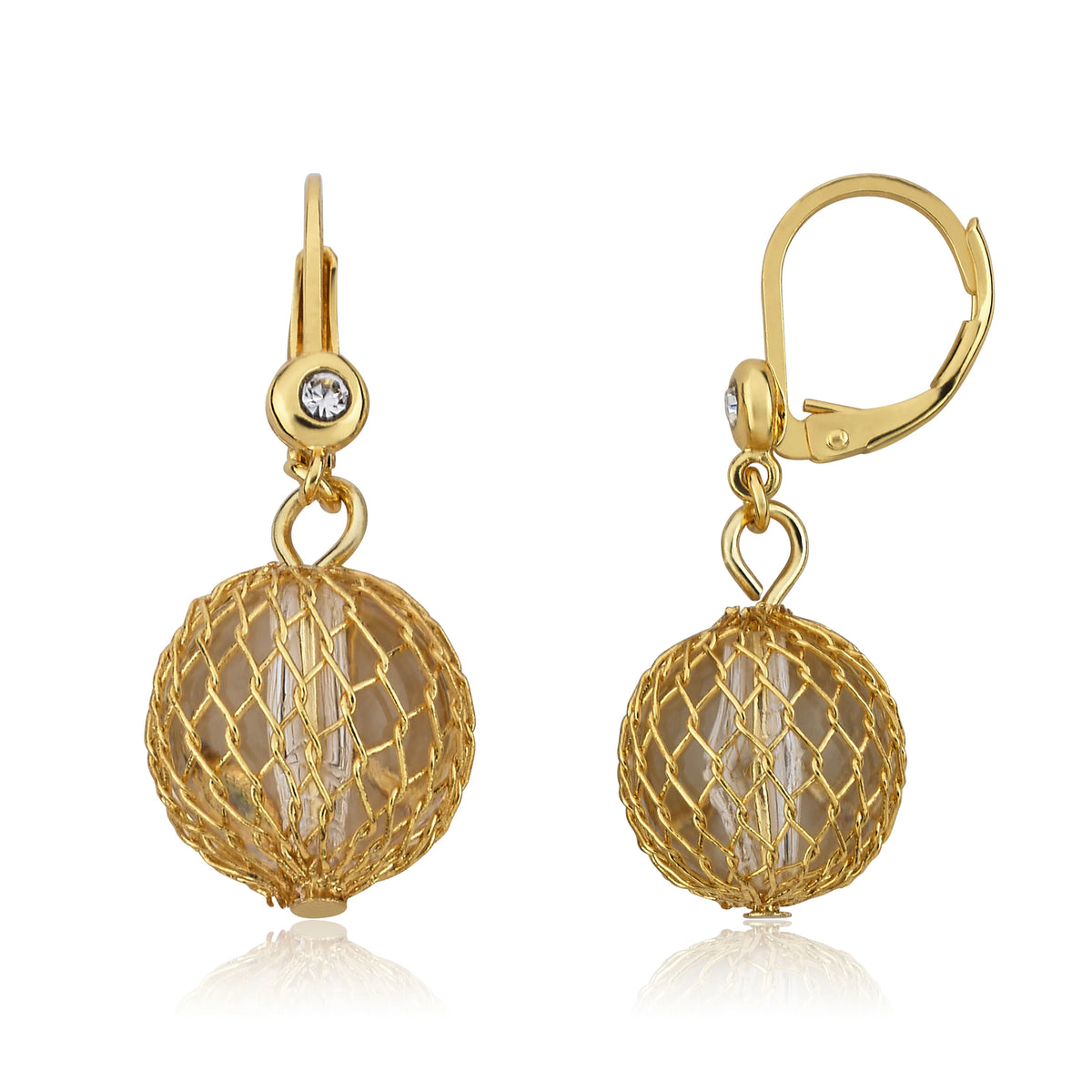 Lucite Ball Dangle Earring Gold