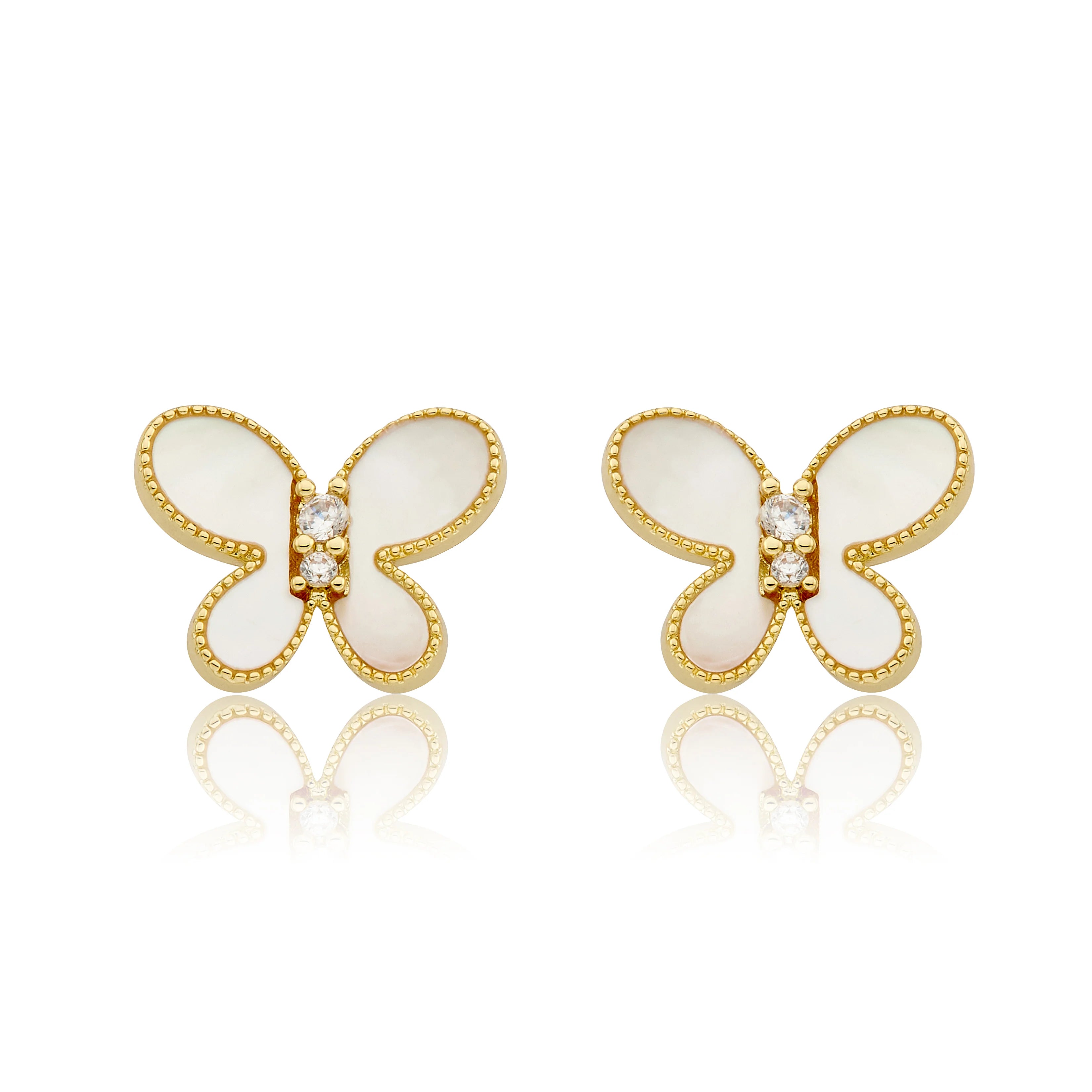 Mother Of Pearl Butterfly Stud Earring