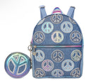 Metallic Peace Sign Mini Backpack