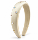Ivory Satin Heart Rhinestones Headband