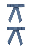 Grosgrain Bow Clip Set - Smoke Blue