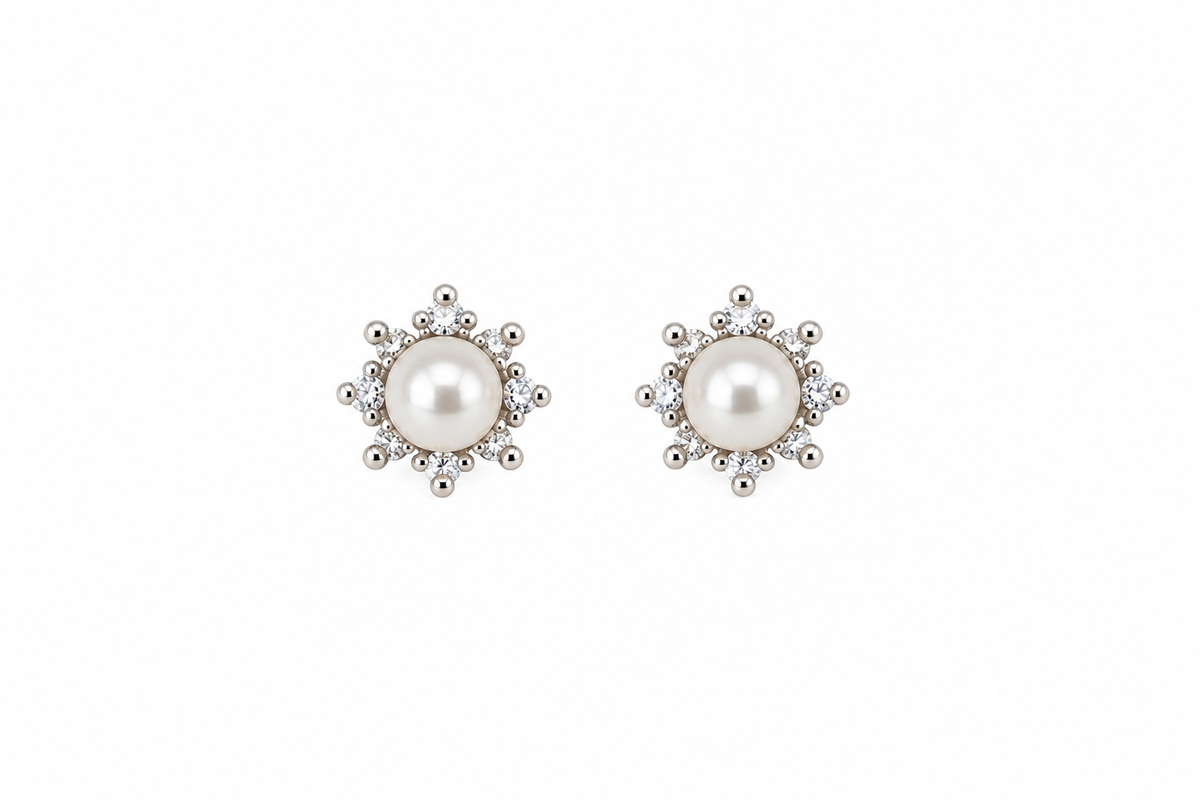 White Pearl 14Kt. Earrings