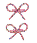 Glittered Bow Set Of 2 - Multi Color