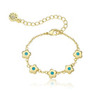 Gold Plated Flower Bracelet with CZs