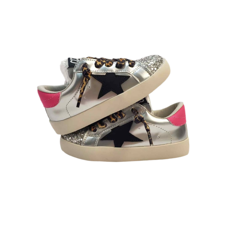 Leopard & Silver Sneakers