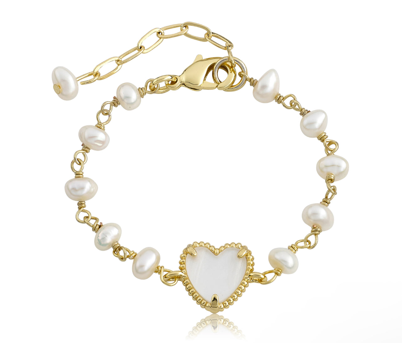 Mother Of Pearl Heart Bracelet - White