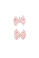 Velvet Pleated Butterfly Bow Clip Set - Light Pink
