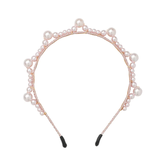 Triple Cluster Pearl Headband - Pink Pearl