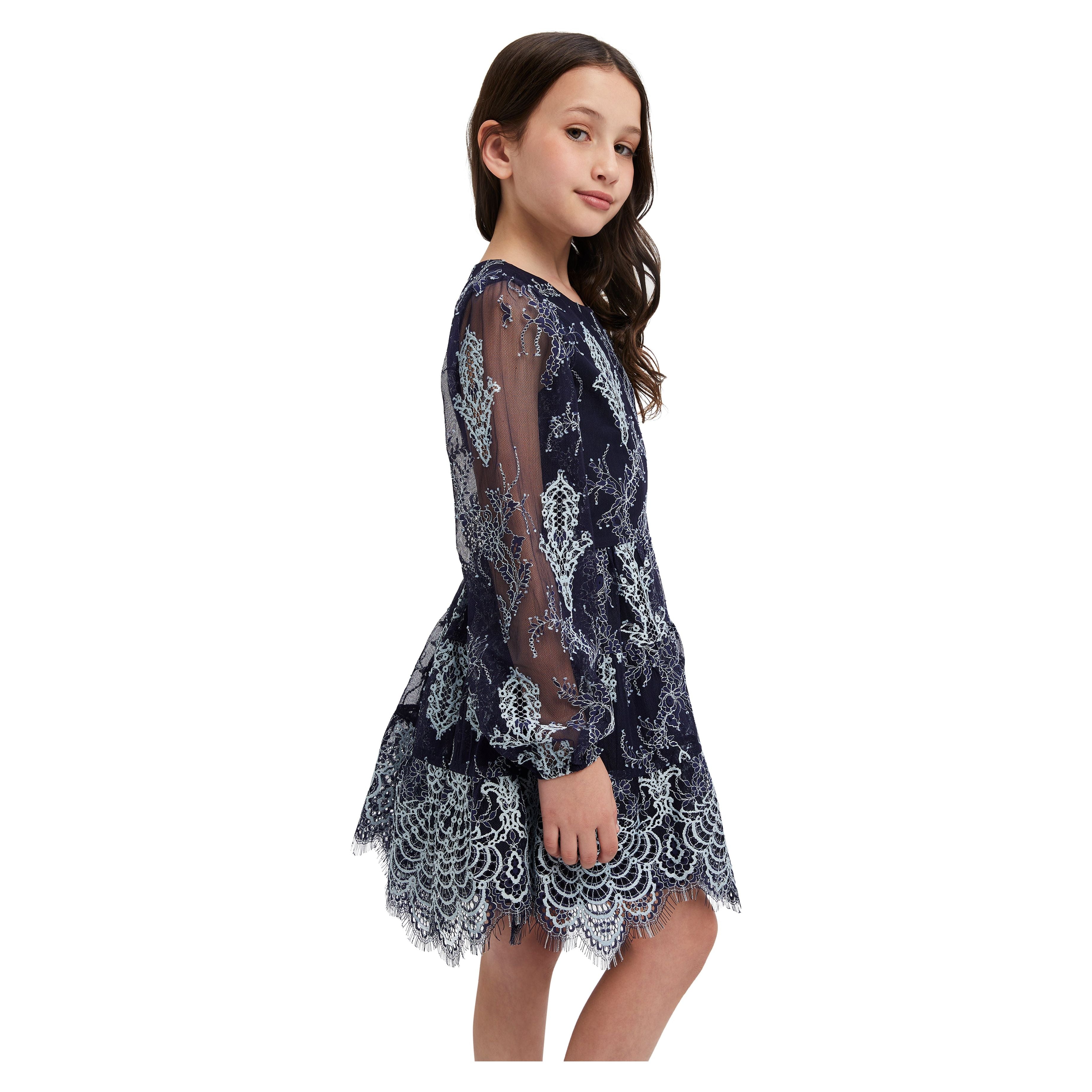 Navy Sienna Tiered Lace Dress