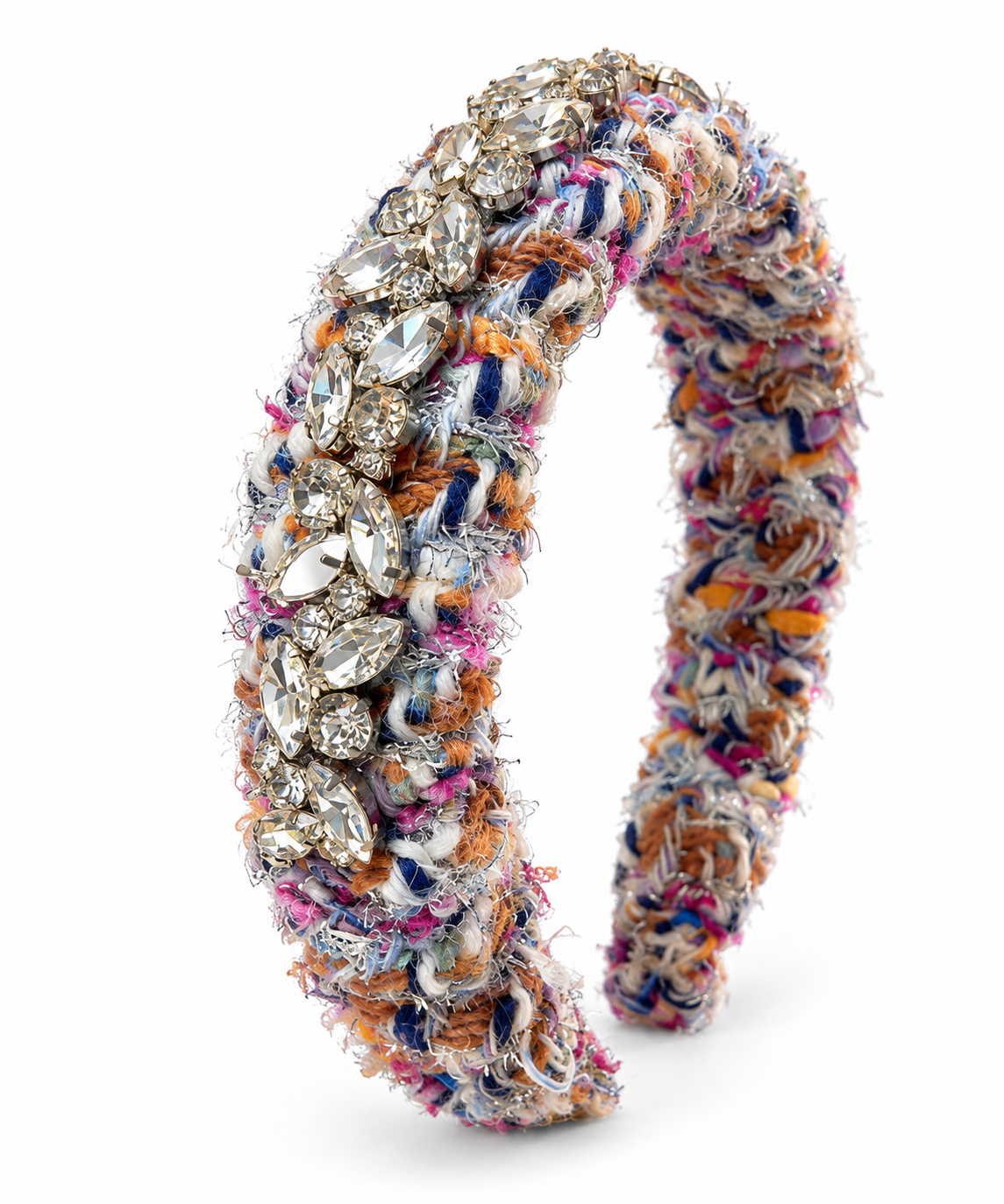Multicolored Tweed Crystal Headband