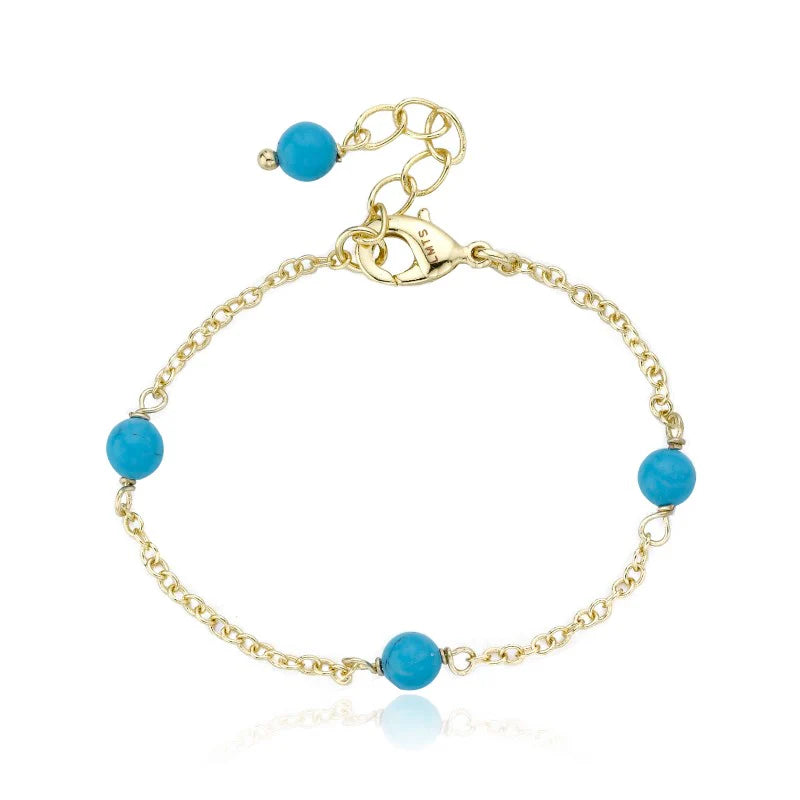 LITTLE MISS FLOWER GIRL Pearl & Turquoise Station Bracelet