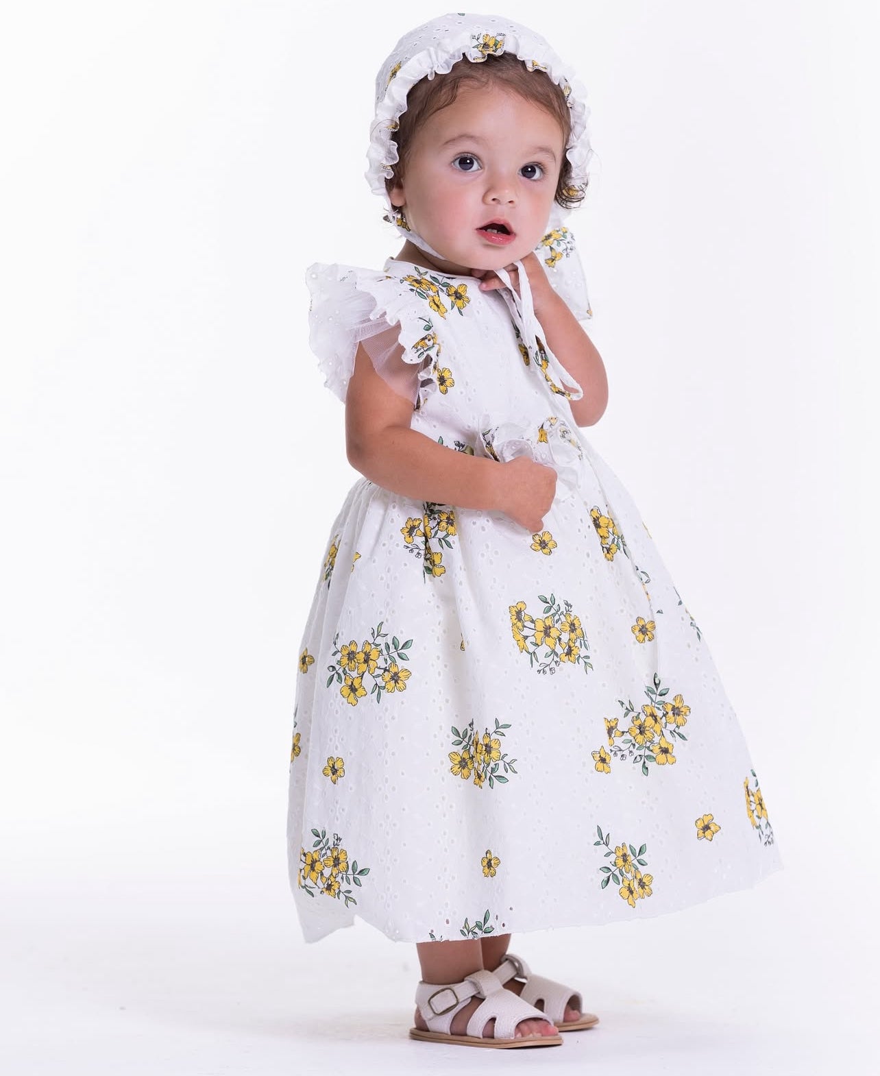 White & Yellow Flowers Dress
