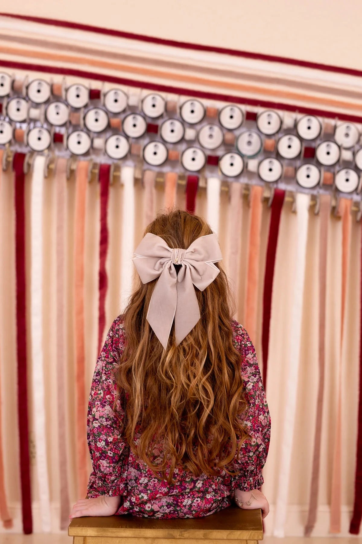 Oversized Bow Velvet Clip - Dusty Rose