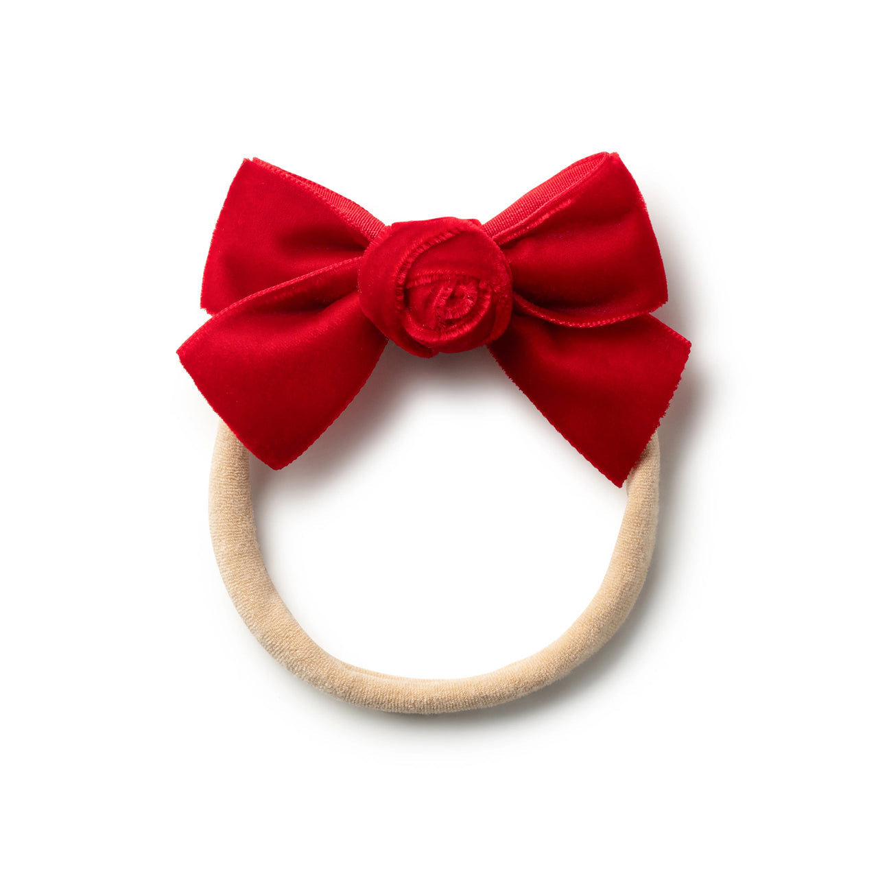 Rosette Velvet Baby Band Red