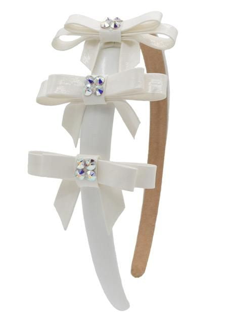 3 Bows Headband - White