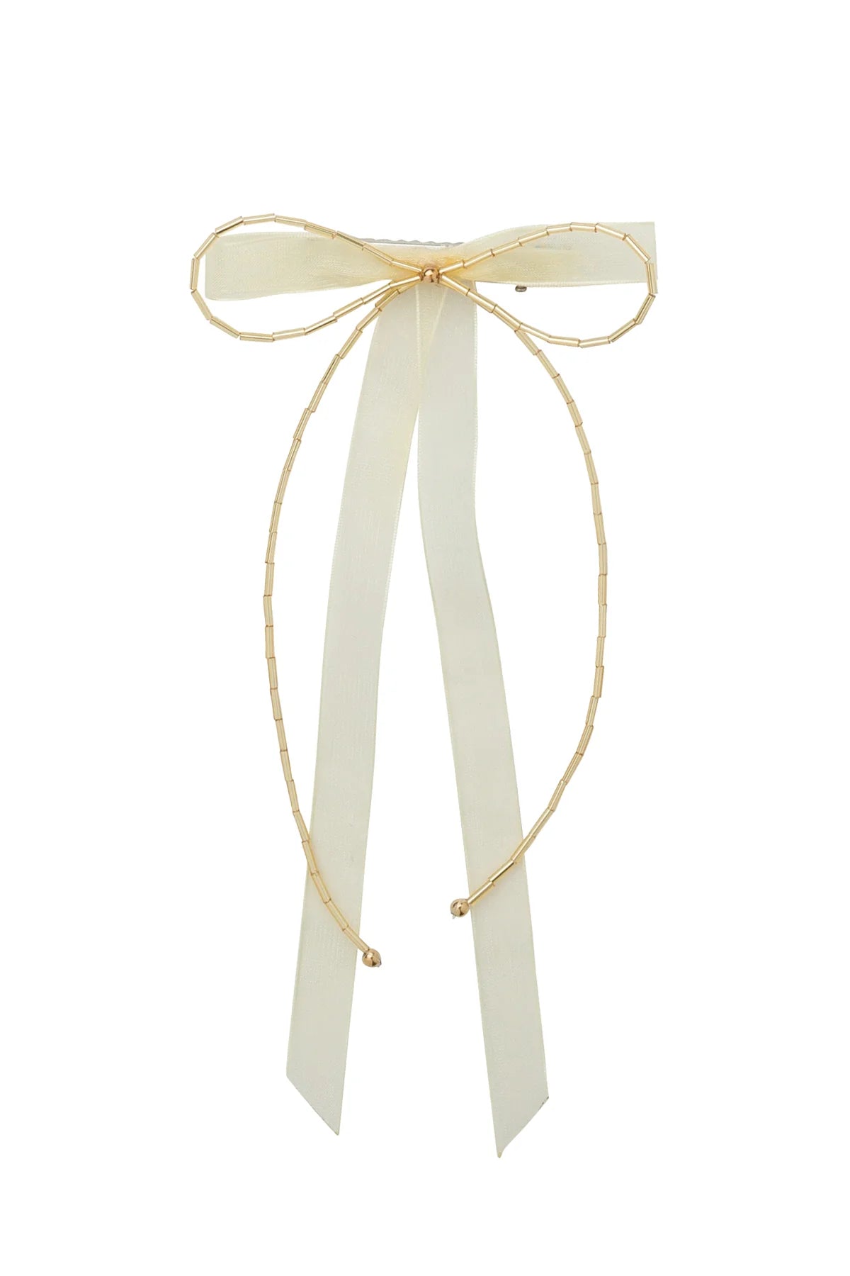 Dainty Fairy Beaded Bow - Golden