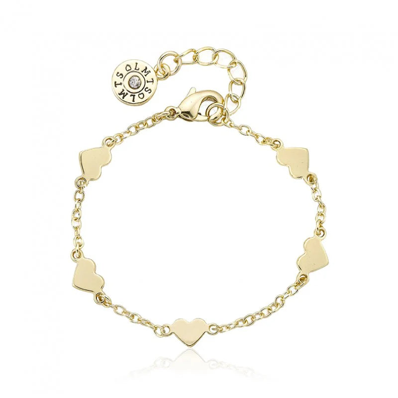Gold-Plated Heart Station Bracelet