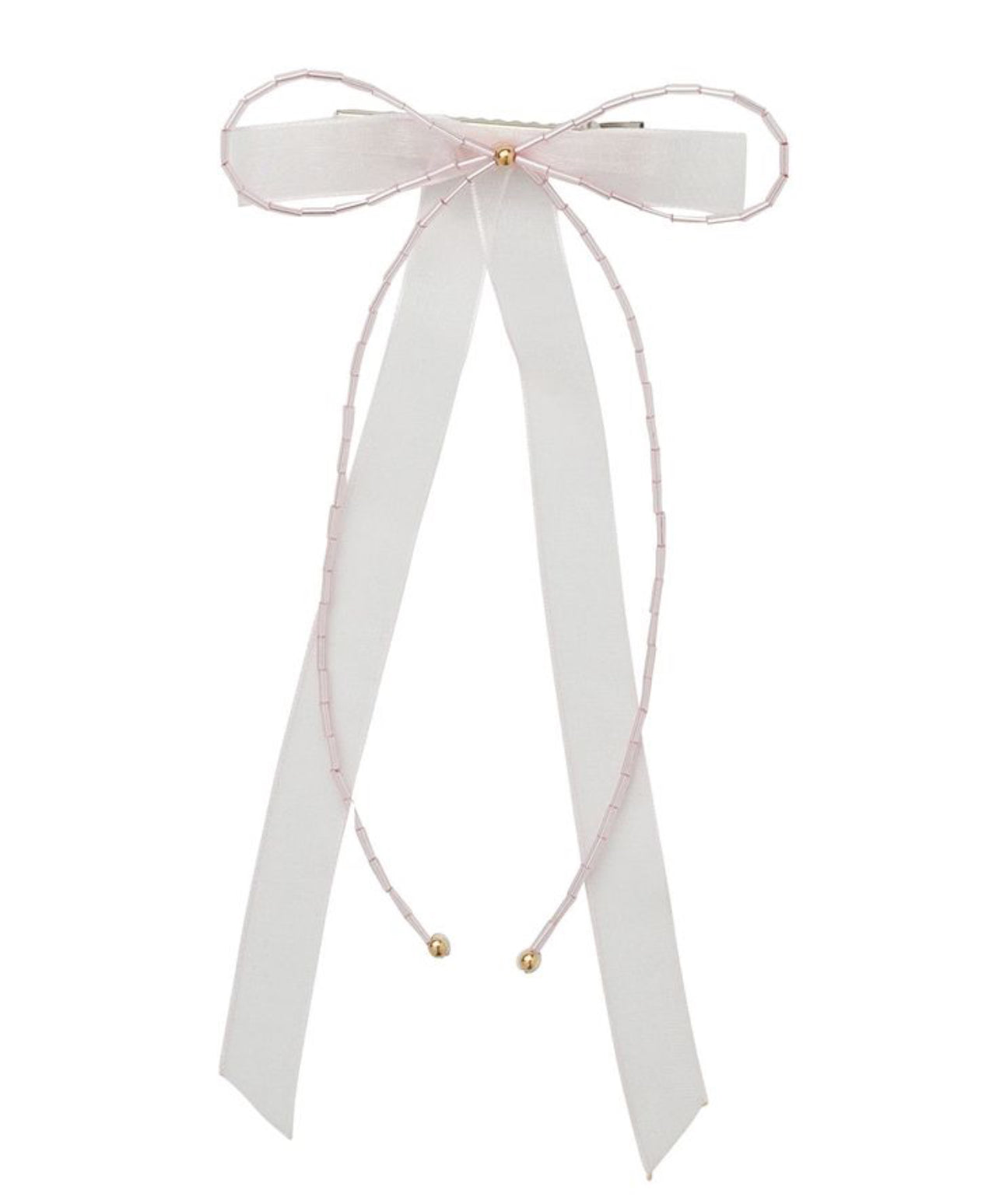 Dainty Fairy Beaded Bow - Pink