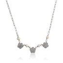 Micro Pave Flower Necklace - Silver