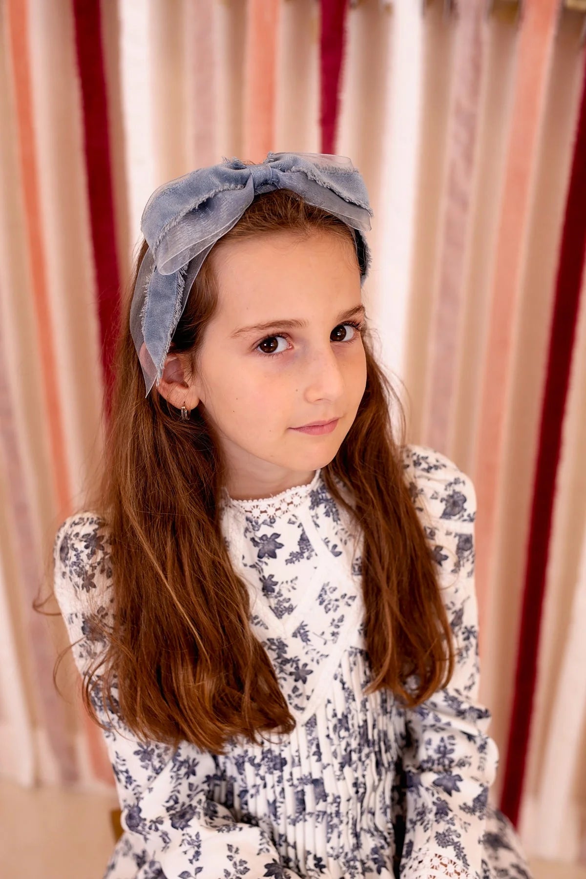 Primrose Bow Headband - Antique Blue