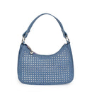 Denim Rhinestone Mini Crescent Bag