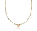 Mother Of Pearl Heart Necklace - Pink