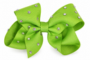 Rhinestone Grosgrain Bow - Green