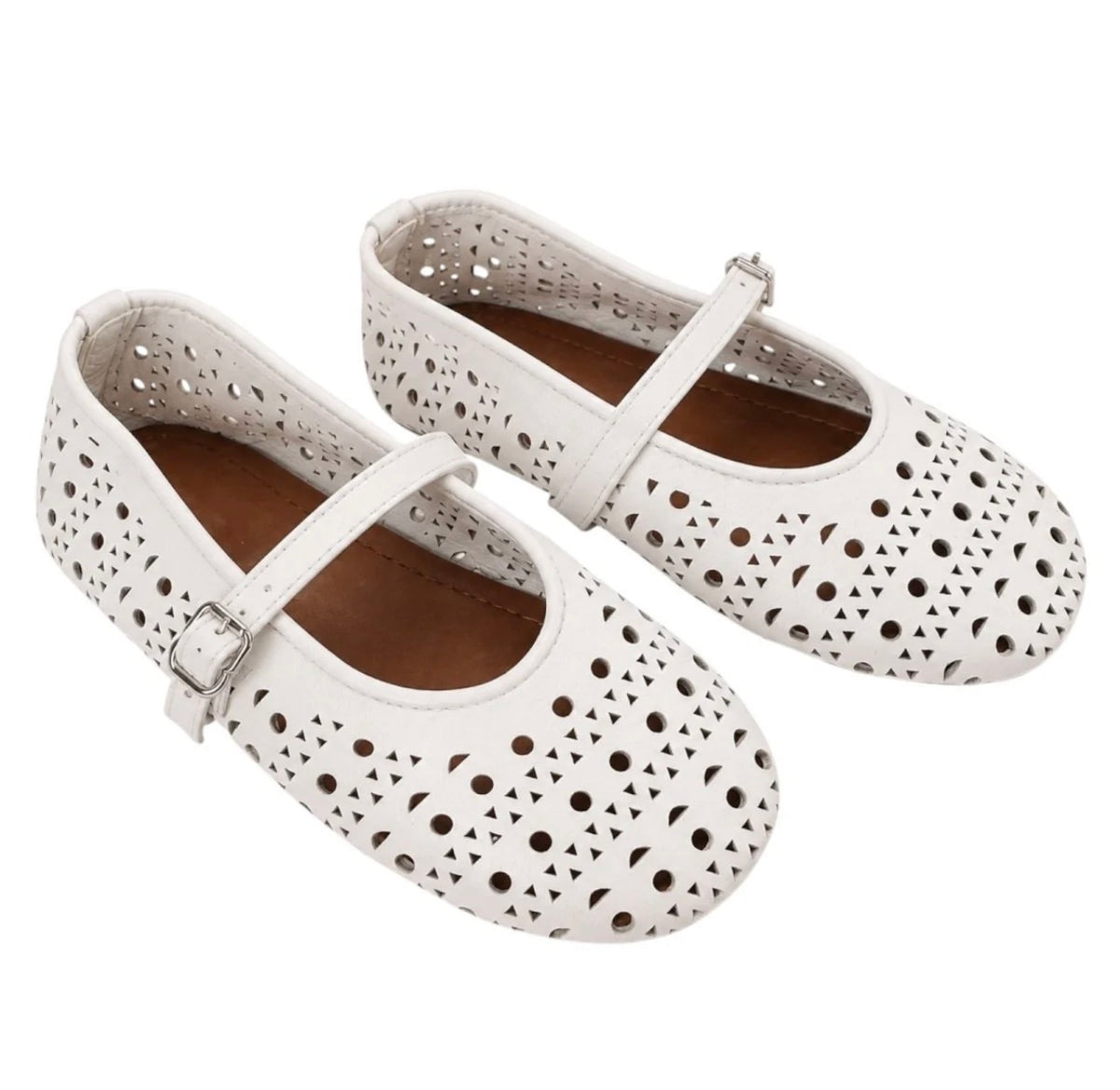 Lily Eyelet Flats White