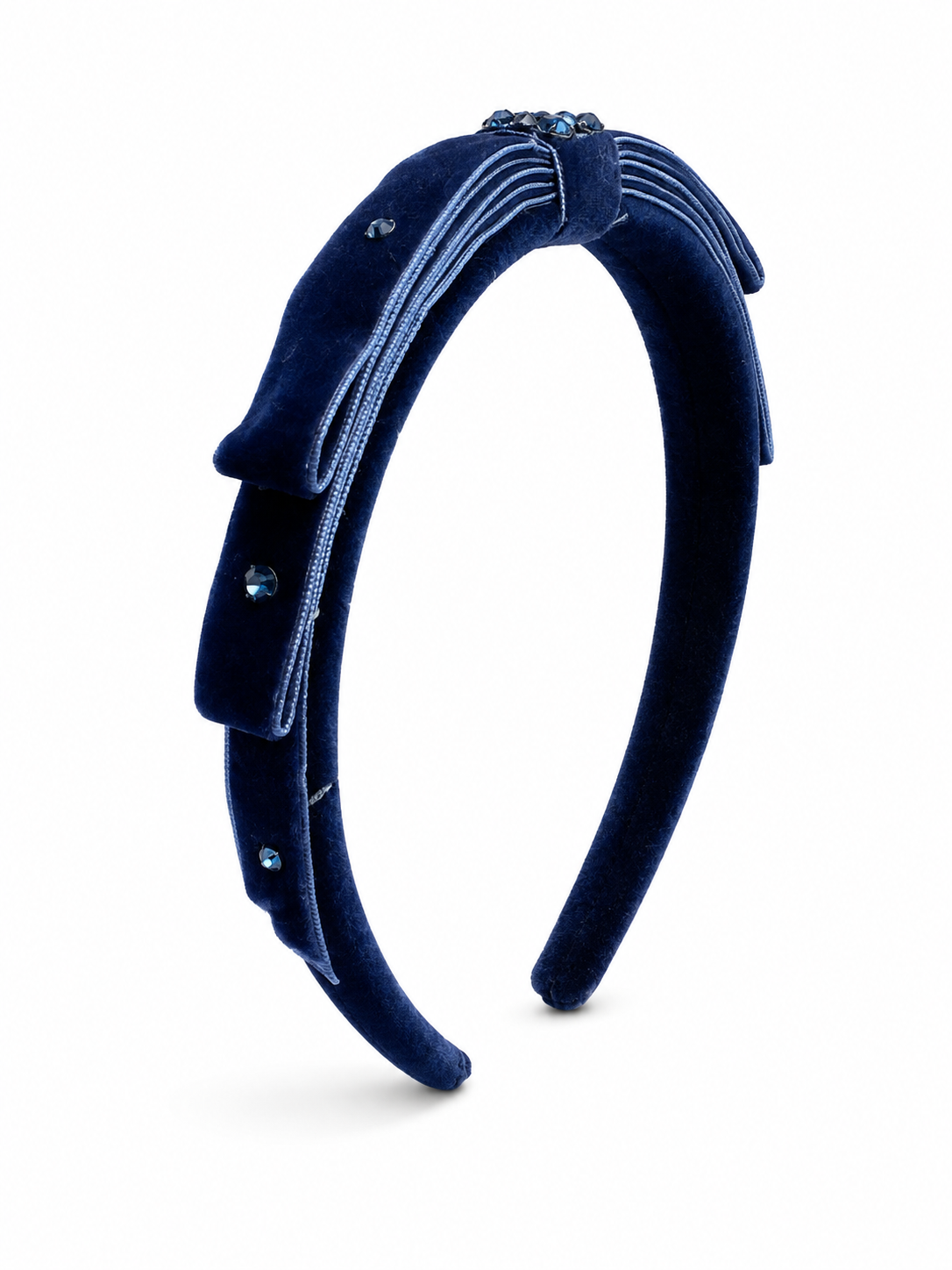Falt Velvet Thin Headband - Navy