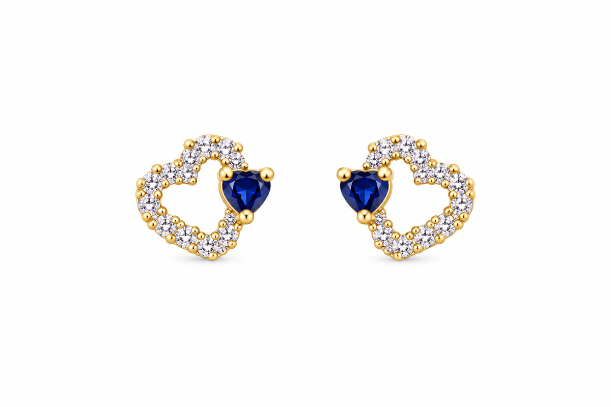 Brilliant Heart Blue 14Kt. Earrings