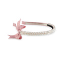 Molly Double Strand Pearl Grosgrain Bow Headband - Mauve