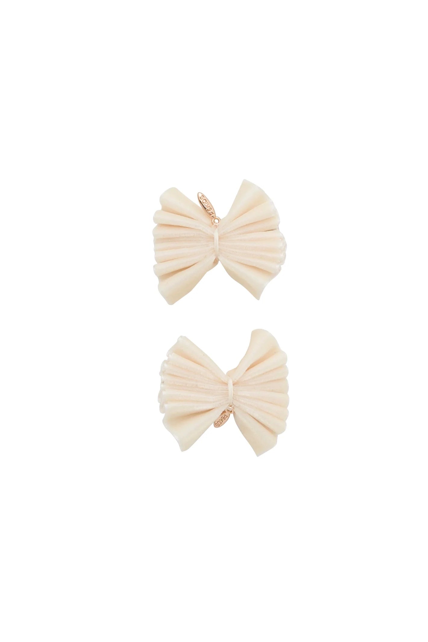 Velvet Pleated Butterfly Bow Clip Set - Ivory