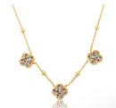 Clover Pendant On Bead Necklace - Multicolor